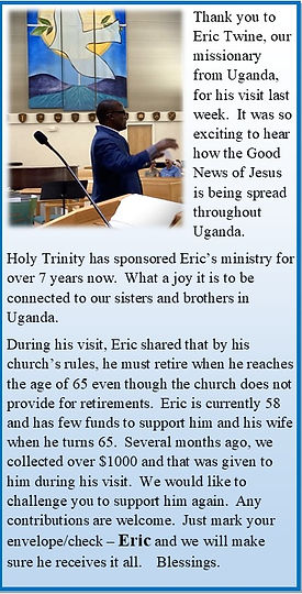 Thank You to Eric Twine, our missionary's visit on May 25, 2025