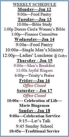 Weekly Calendar Beginning 1-12-2026