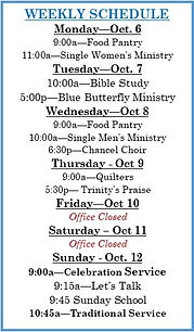 Weekly Calendar Beginning Oct 6th
