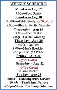 Weekly Calendar Beginning Aug 17th