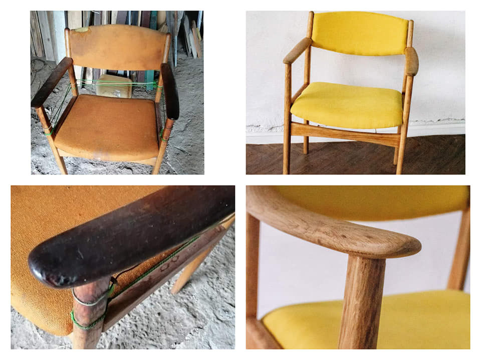 Înainte și după recondiționare scaun