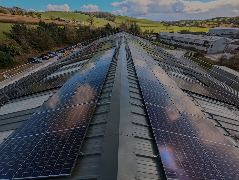 Solar panels on a factory roof