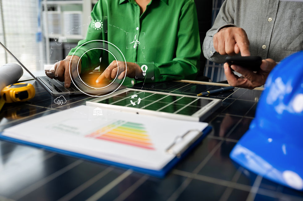 Executives reviewing an energy efficiency report