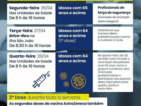 Vamos ficar de olho nos dias de vacinação