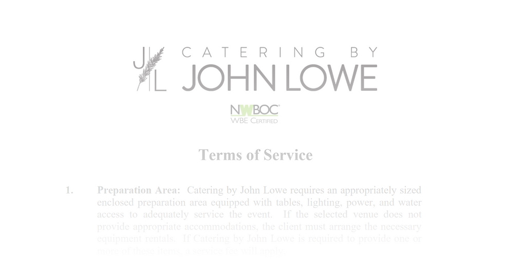 catering by john lowe terms of service