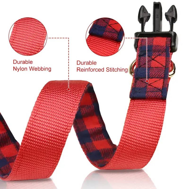 Thumbnail: Plaid Fabric Buckle Pet Collar & Bow