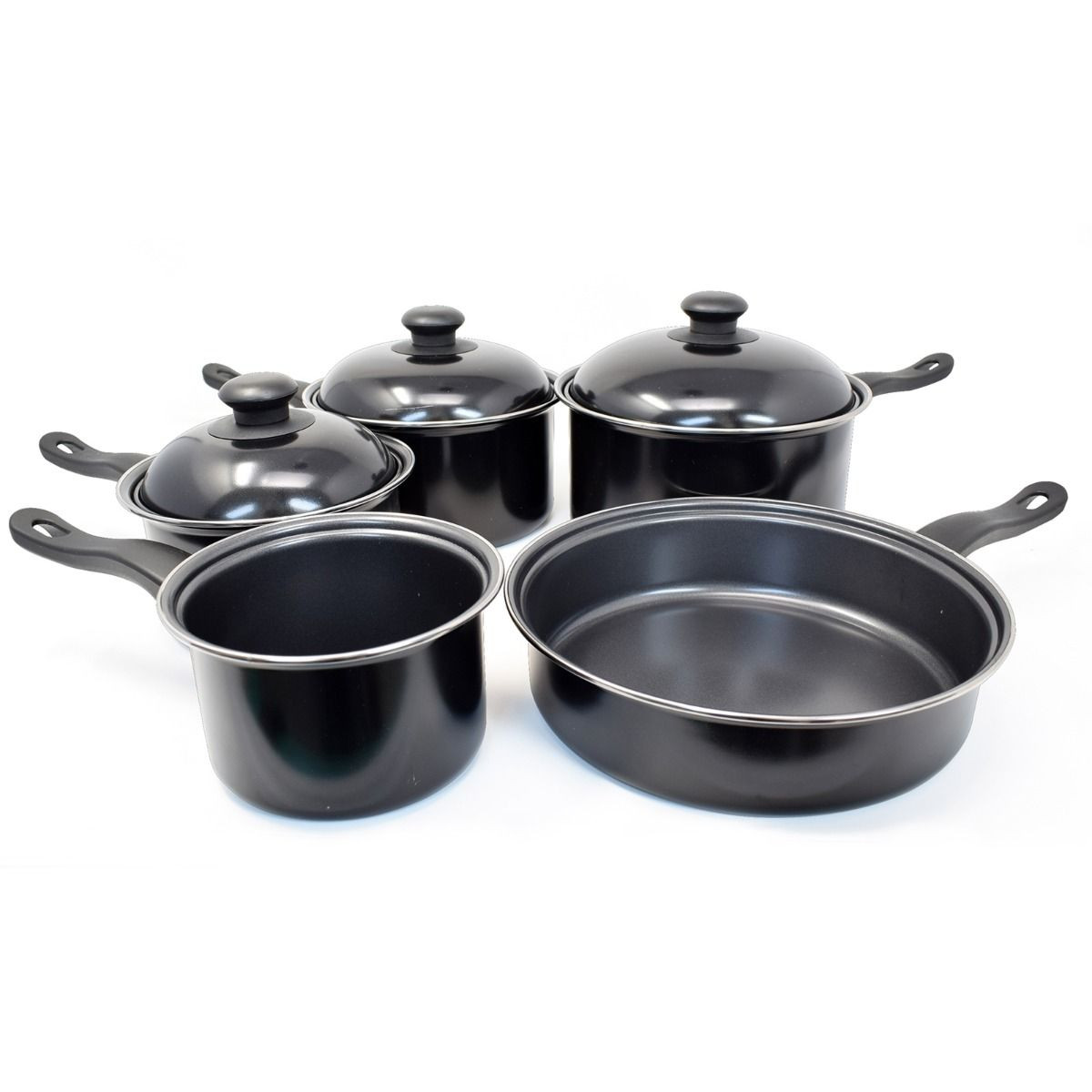 Cermalon 5 Piece Carbon Steel Pan Set - Black