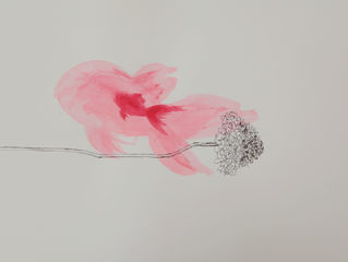 室生犀星「蜜のあわれ」の金魚たちです。私が一番好きな小説をイメージして描きました。金魚が好きで好きで、もう本当に馬鹿なぐらい好きです。