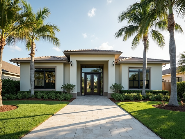 A modern Florida home with newly installed impact-resistant windows and a hurricane-rated