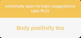 A photo of a suggestion to talk about body positivity