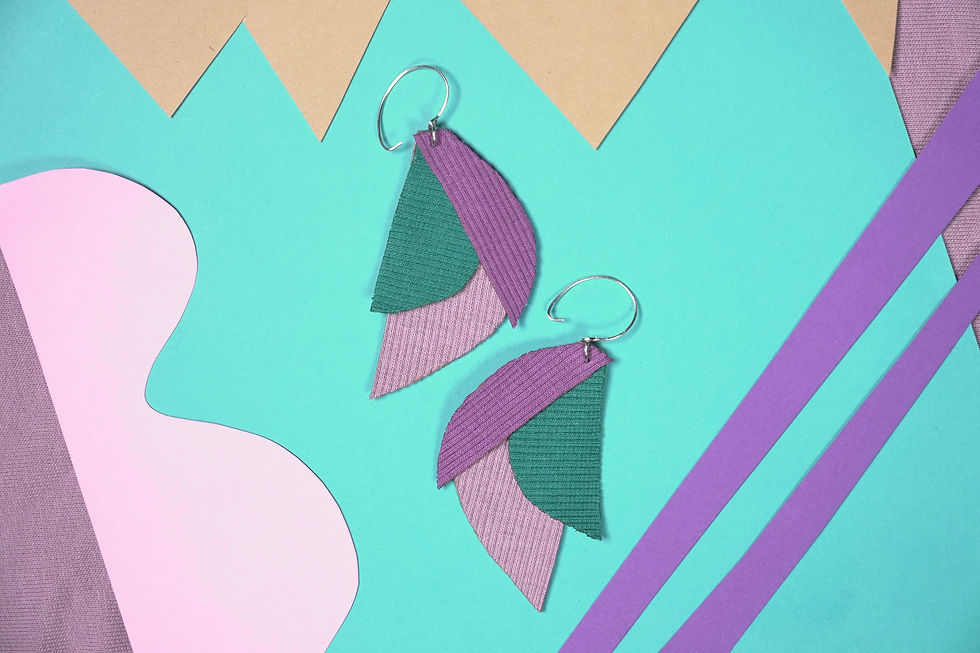 Miniaturbild: Ohrhänger colorful leaf in soft grape/pool tile/lilac.