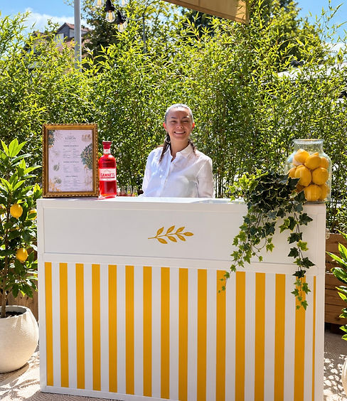 La Dolce Vita, yellow and white Italian-inspired mobile bar for summer events