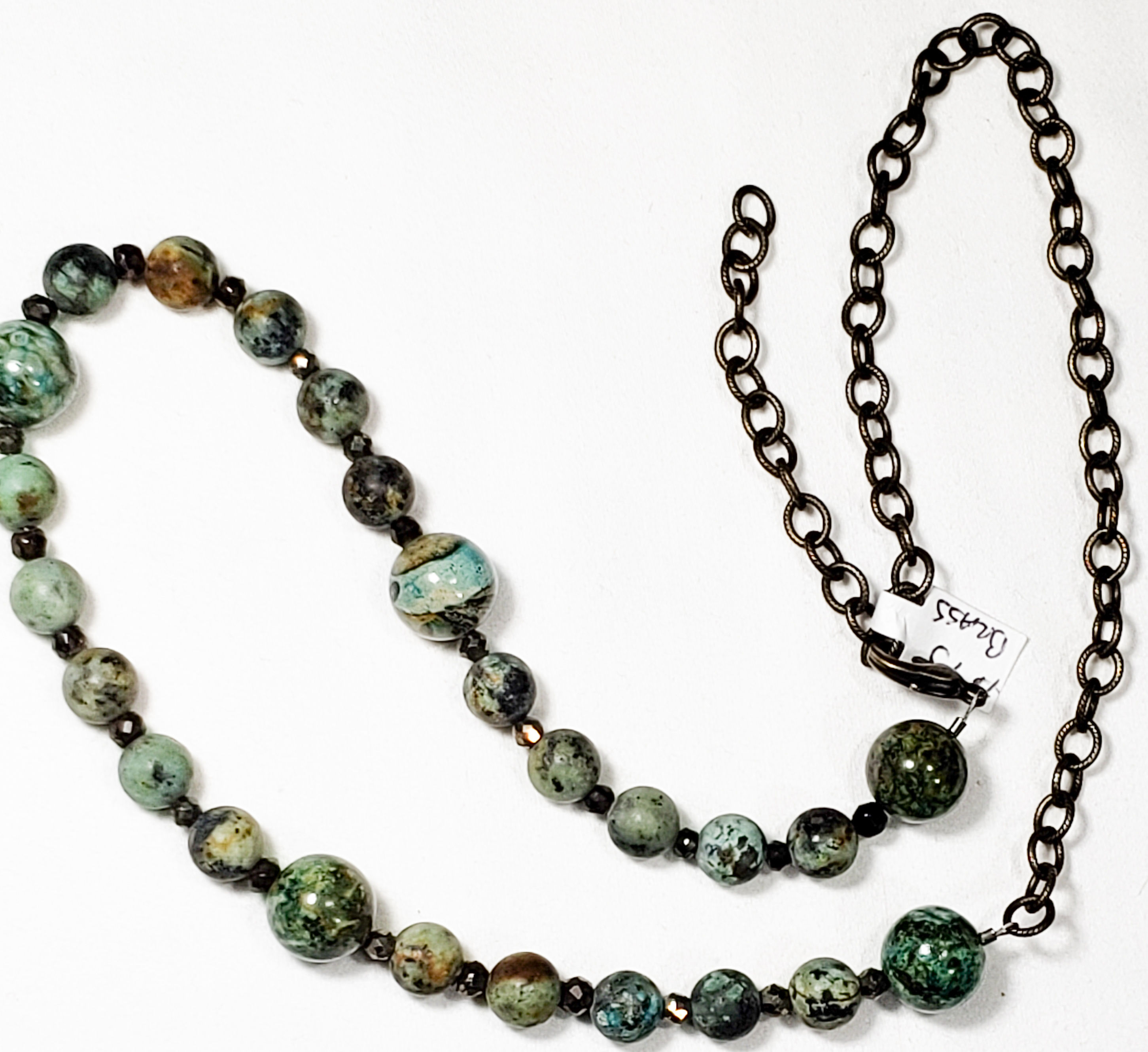 African Turquoise and Pyrite with Brass chain