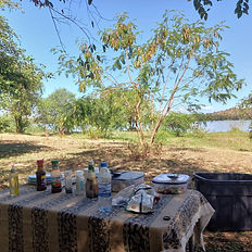 lunch on an island at lower zambezi