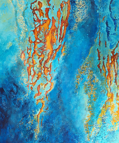 Turquoise and copper textured acrylic painting | Jacq Garner Art