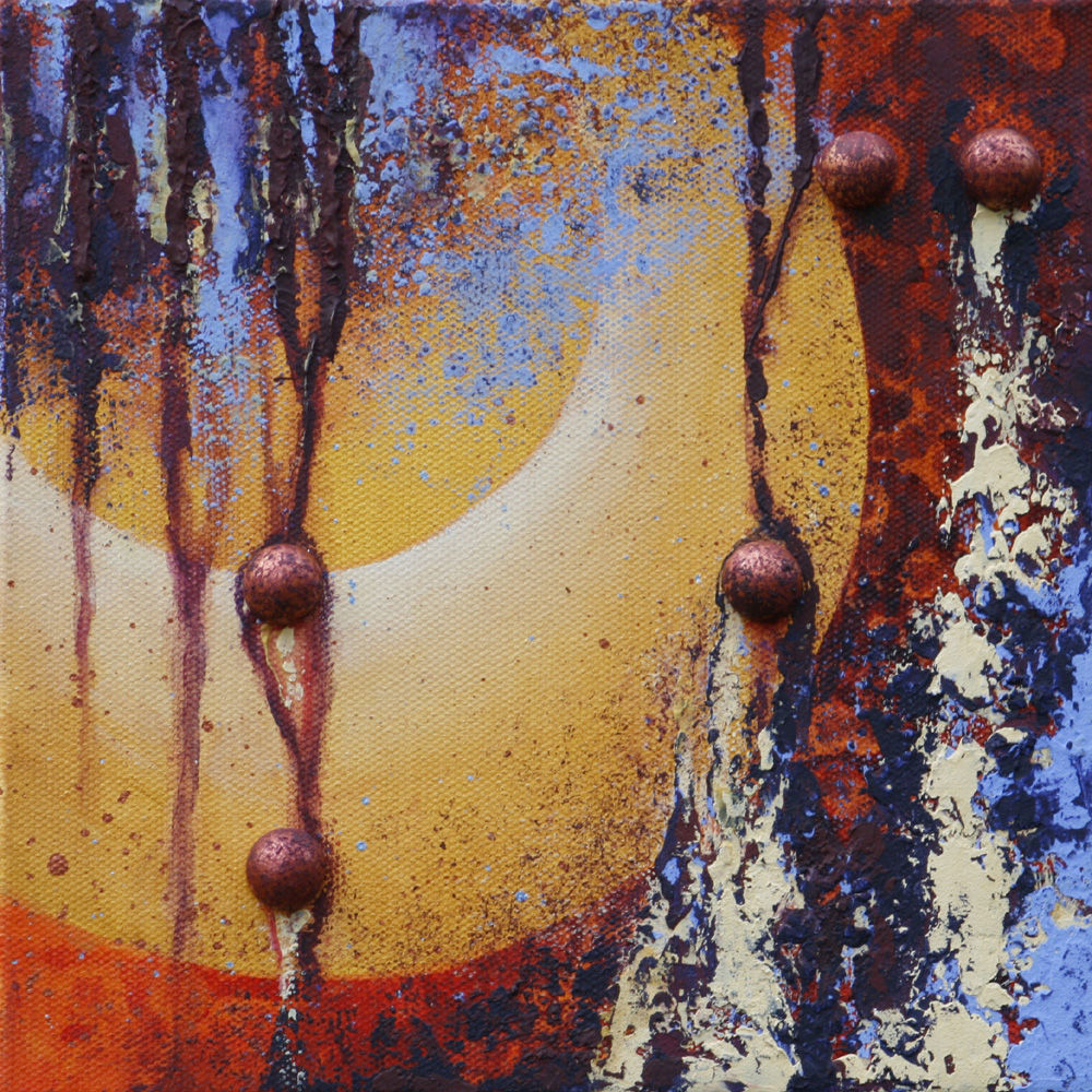 Textured acrylic painting in rust colours