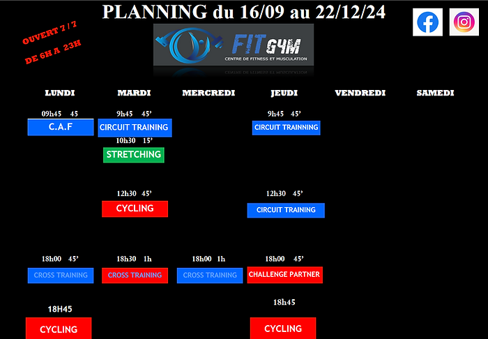PLANNING COURS COLLECTIFS