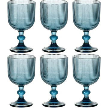 Coppen Blue Ribbed Water Goblet