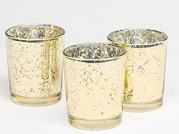 Gold Mercury Glass Votives -Set of 3