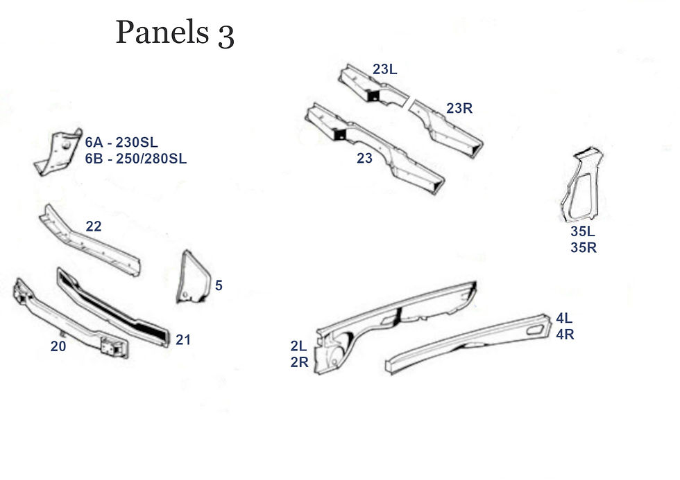 Miniatura: Mercedes  230SL 250SL 280SL  W113 body panels NEW — Retro Classic Spares