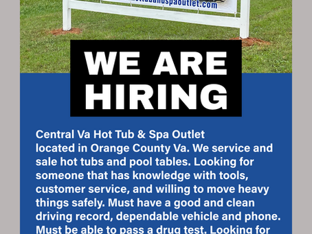 Central Va Hot Tub & Spa Outlet - Hiring