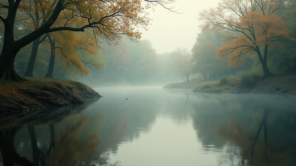 Eye-level view of a tranquil lake surrounded by trees