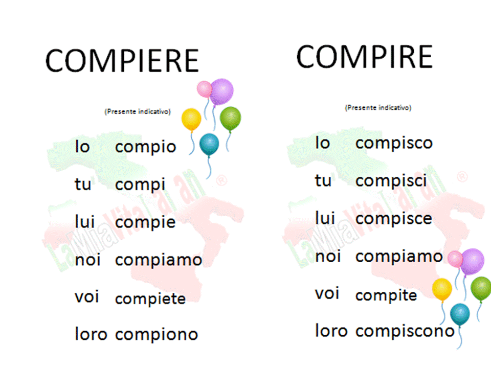 compio o compisco? compire o compiere?