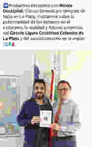 Mauricio Tarsitano junto al Cónsul General por témpore de Italia en La Plata, Nicola Occhipinti.