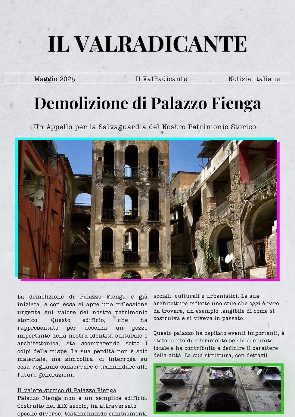 Demolizione di Palazzo Fienga: Un Appello per la Salvaguardia del Nostro Patrimonio Storico