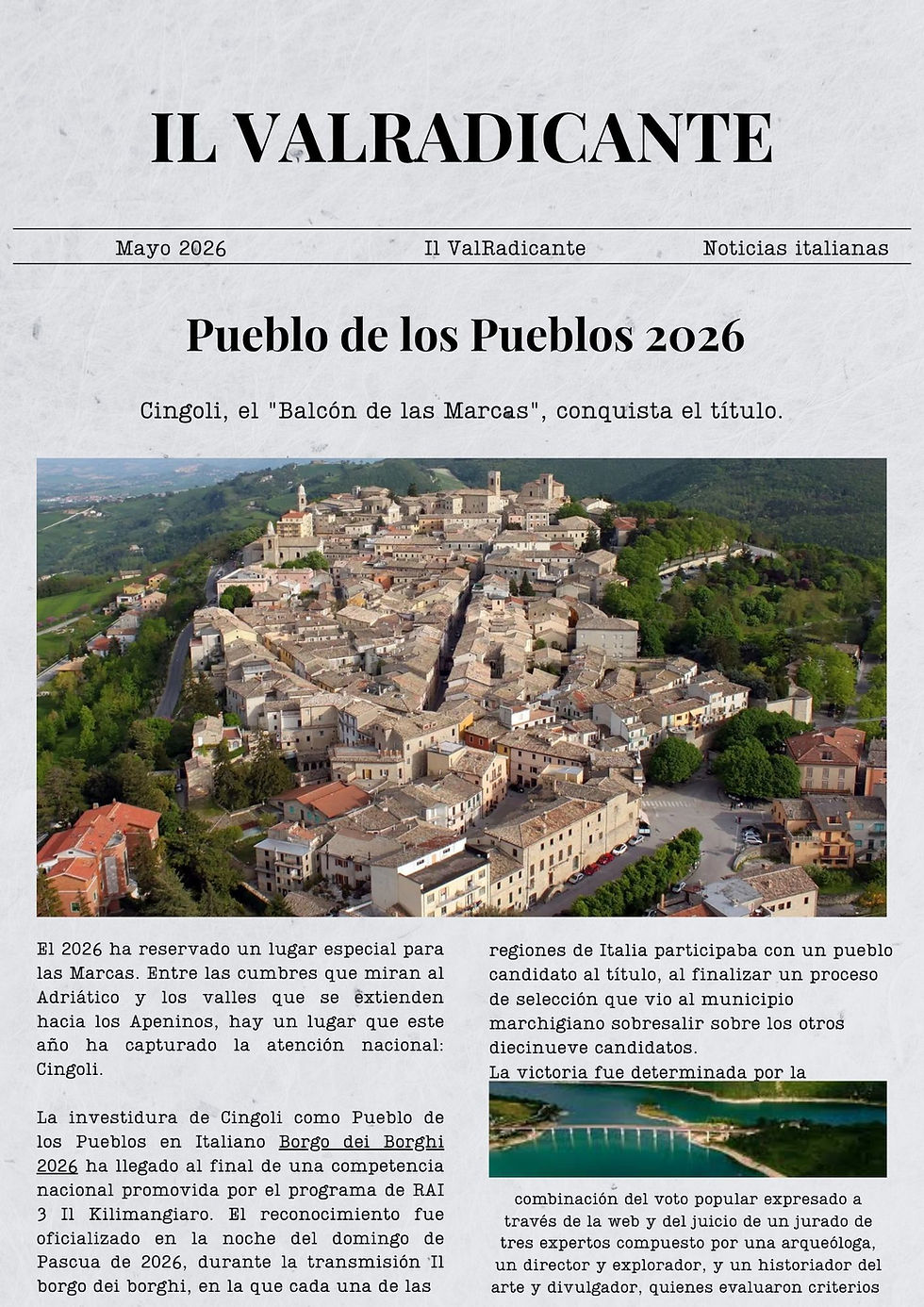 Cingoli, el "Balcón de las Marcas", conquista el título de Pueblo de los Pueblos 2026.
