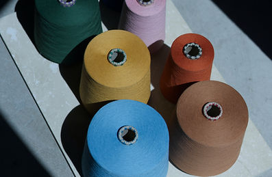 Yarn spools used for towel production at