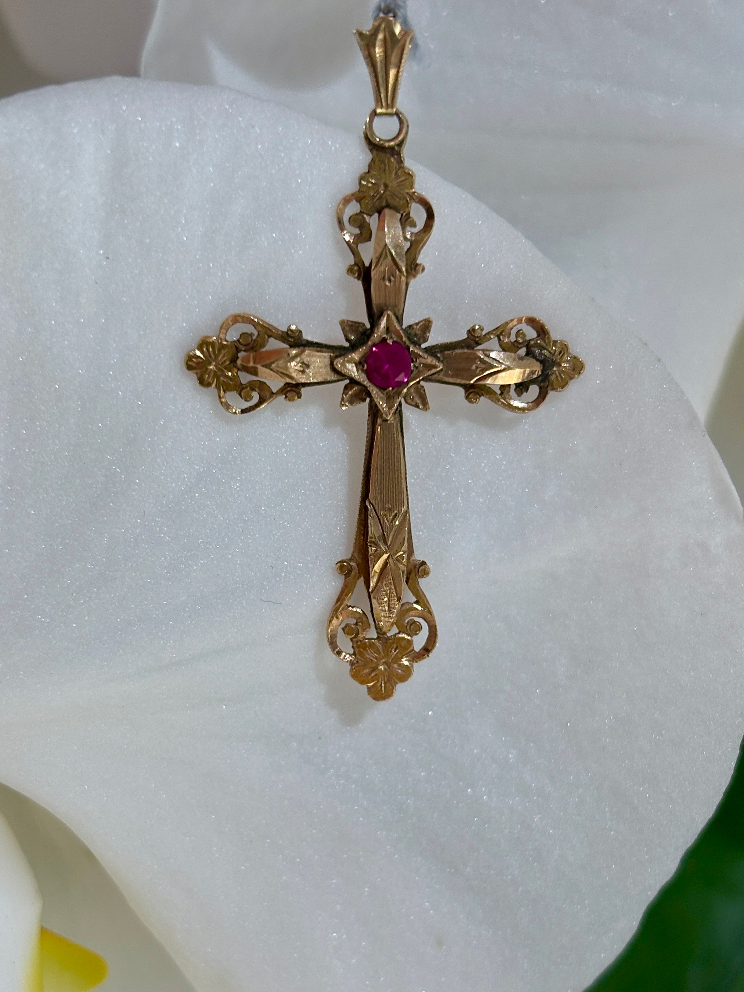 Vintage Ruby Crucifix