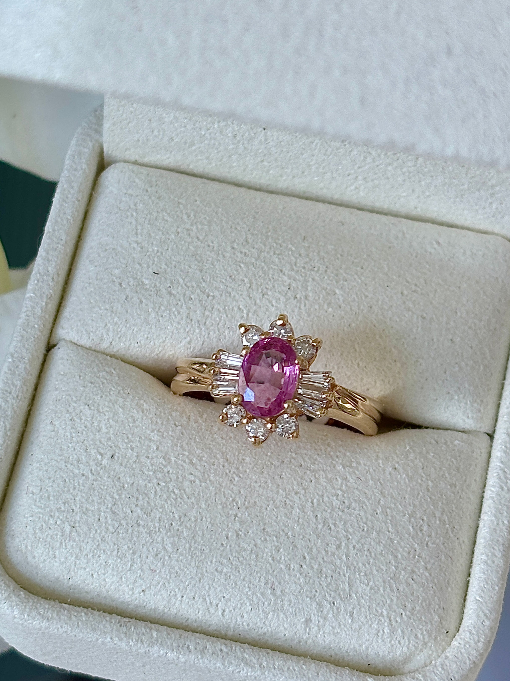 Gold Pink Sapphire & Diamond Ring