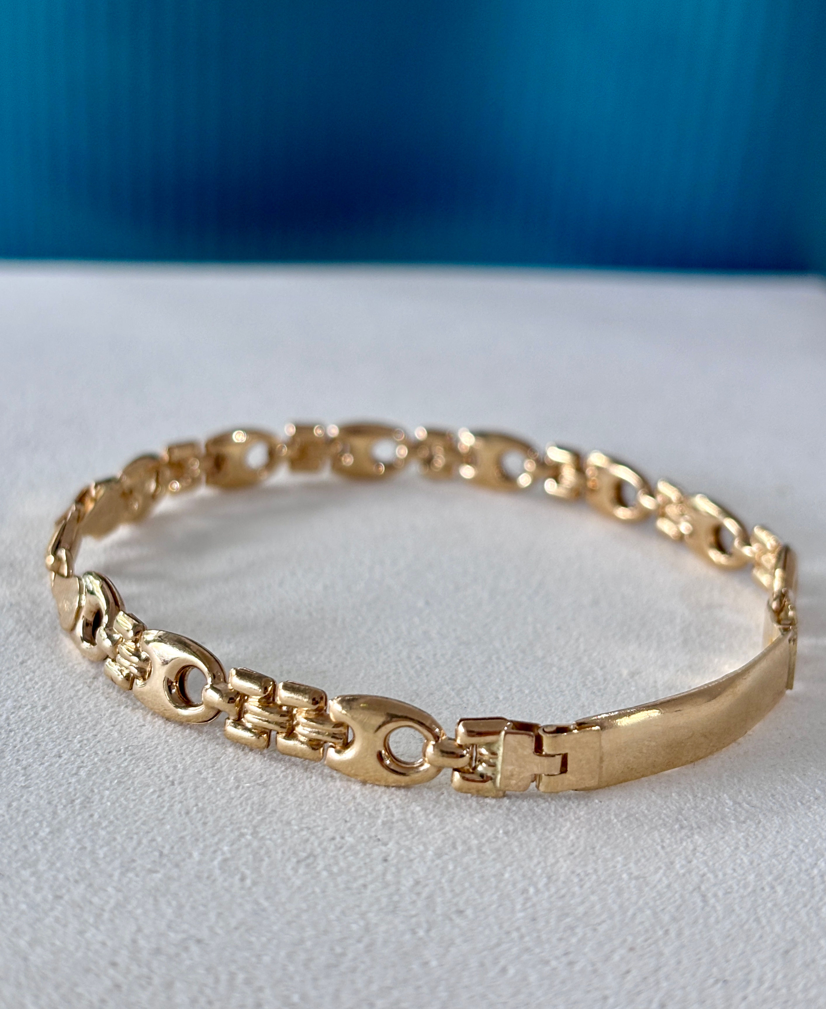 Vintage Yellow Gold I-D Link Bracelet