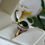 Thumbnail: Antique Emerald Coloured Resin & Diamond Halo Ring