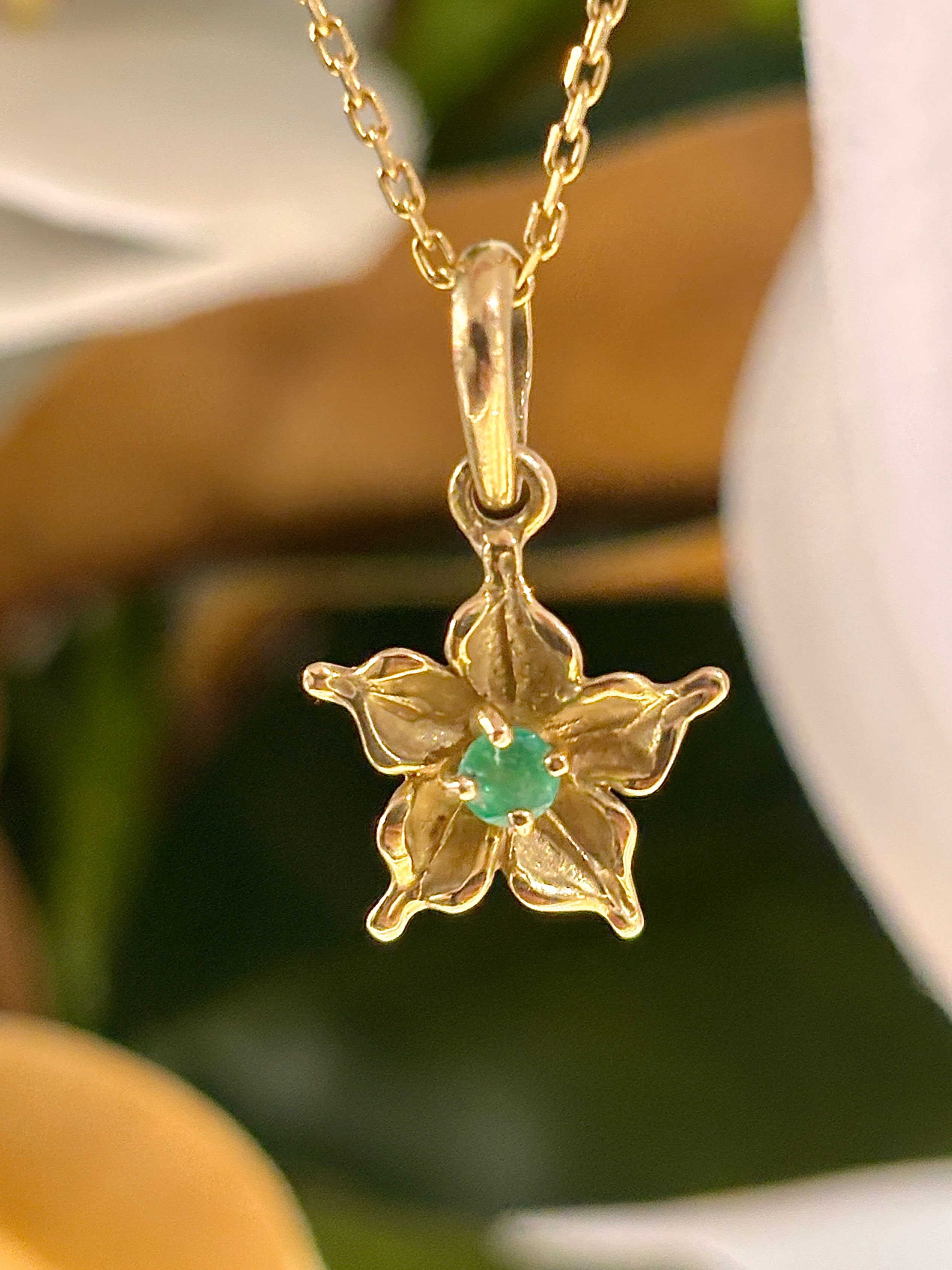 Emerald Flower Pendant