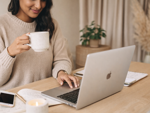 Woman working on her personal brand on her laptop