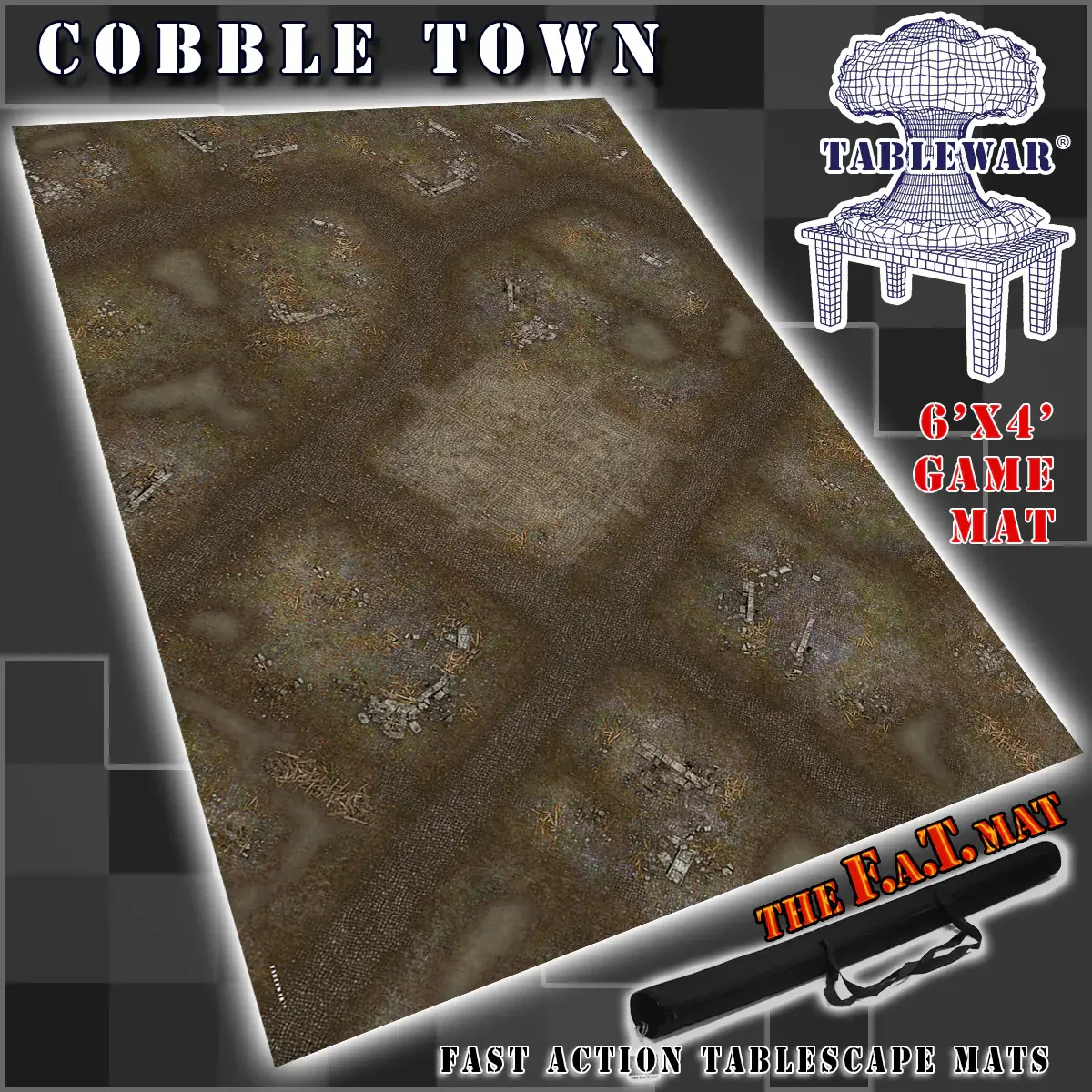 6x4 'Cobble Town' F.A.T. Mat Battle Gaming Mat