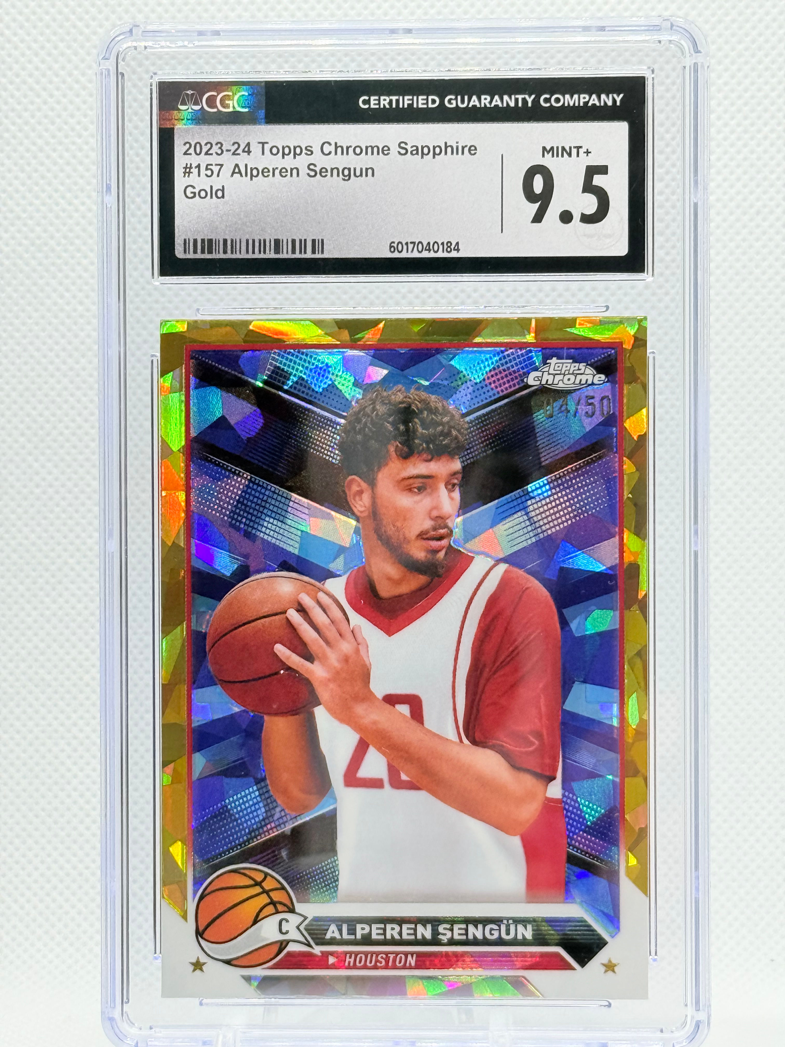 2023-24 Topps Chrome Sapphire Alperen Sengun GOLD REFRACTOR 04/50 MINT 9.5
