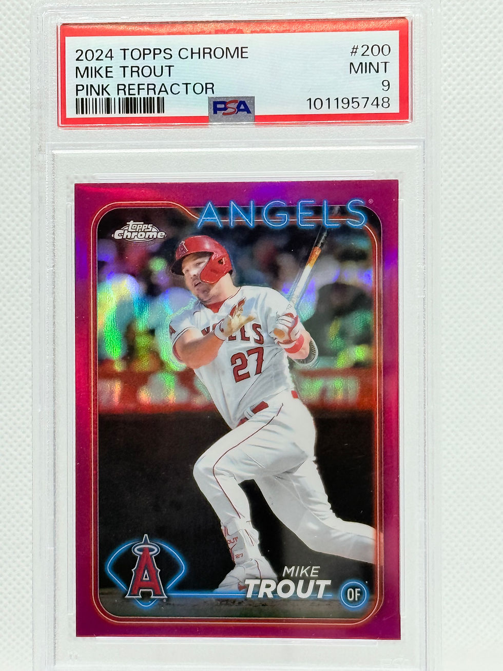2024 Topps Chrome Mike Trout Pink Refractor PSA 9 MINT Angels