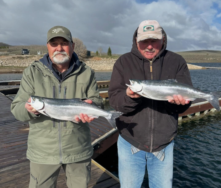 2 Kokanee Krew Clients with jumbo kokanee caught in some very tough fishing conditions