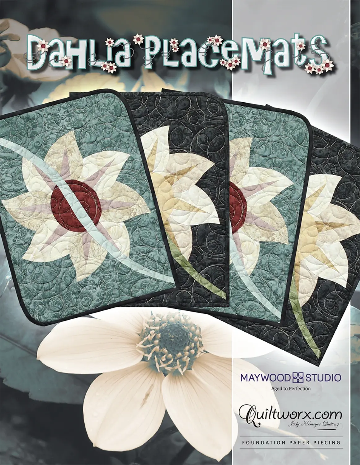 Dahlia Flowers Placemats Pattern by Quiltworx