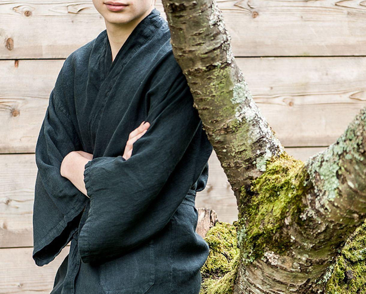 Kimono en chanvre - Ardoise