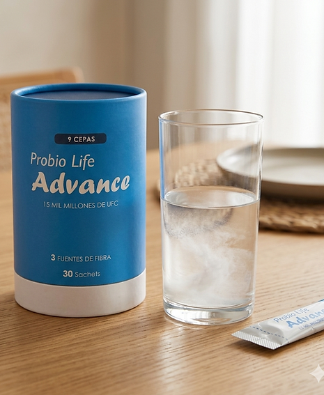Probio lIfe Advance en un vaso de agua