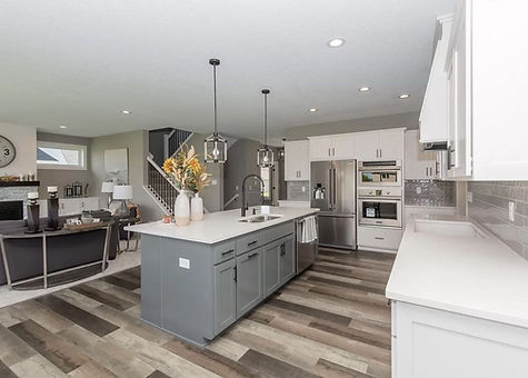 A fresh kitchen and dining space