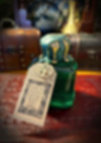 Green potion bottle with 'TALK TO PLANTS' tag and tree of life charm.
