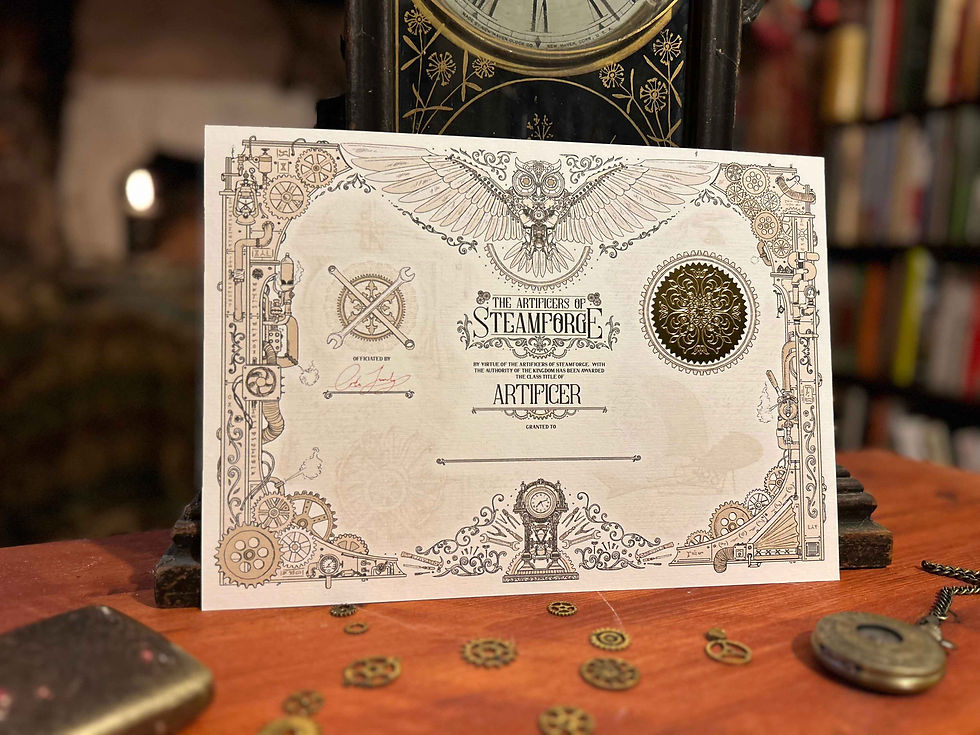 D&D Dungeons and Dragons Class Certificate Old World Magic Artificer