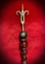 Ornate decorative wand top, Brass Arcanum design with beads.