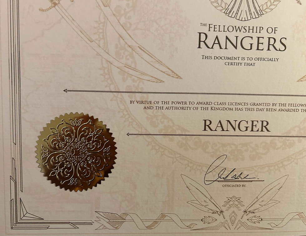 Thumbnail: D&D Dungeons and Dragons Class Certificate Old World Magic Gold Foil Sticker NoAI Hand Drawn Ranger