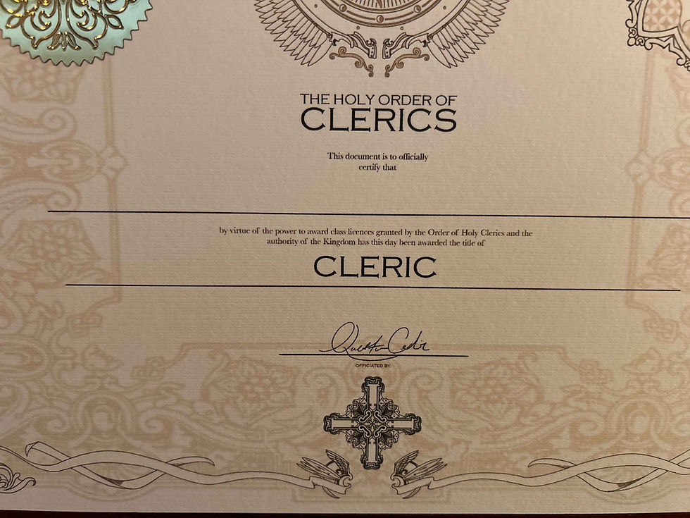Thumbnail: D&D Dungeons and Dragons Class Certificate Old World Magic Gold Foil Sticker NoAI Hand Drawn Cleric